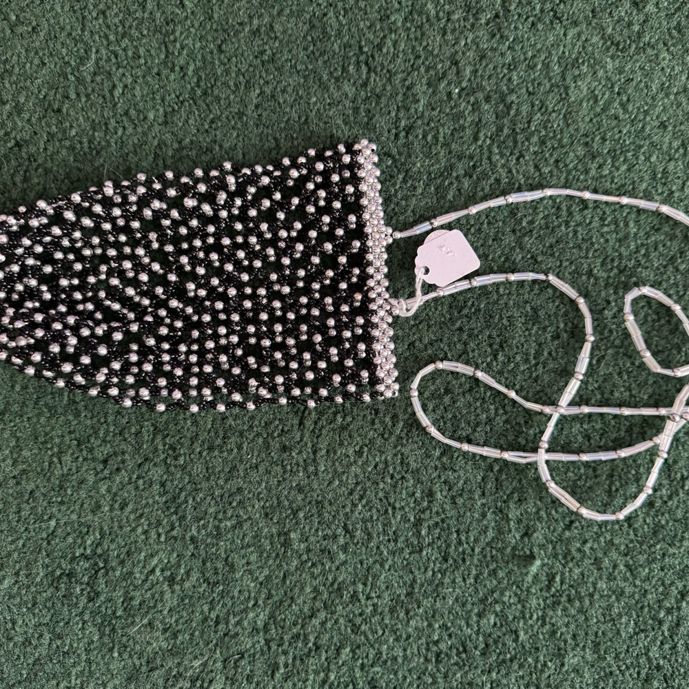 Black and Silver Beaded Handbag